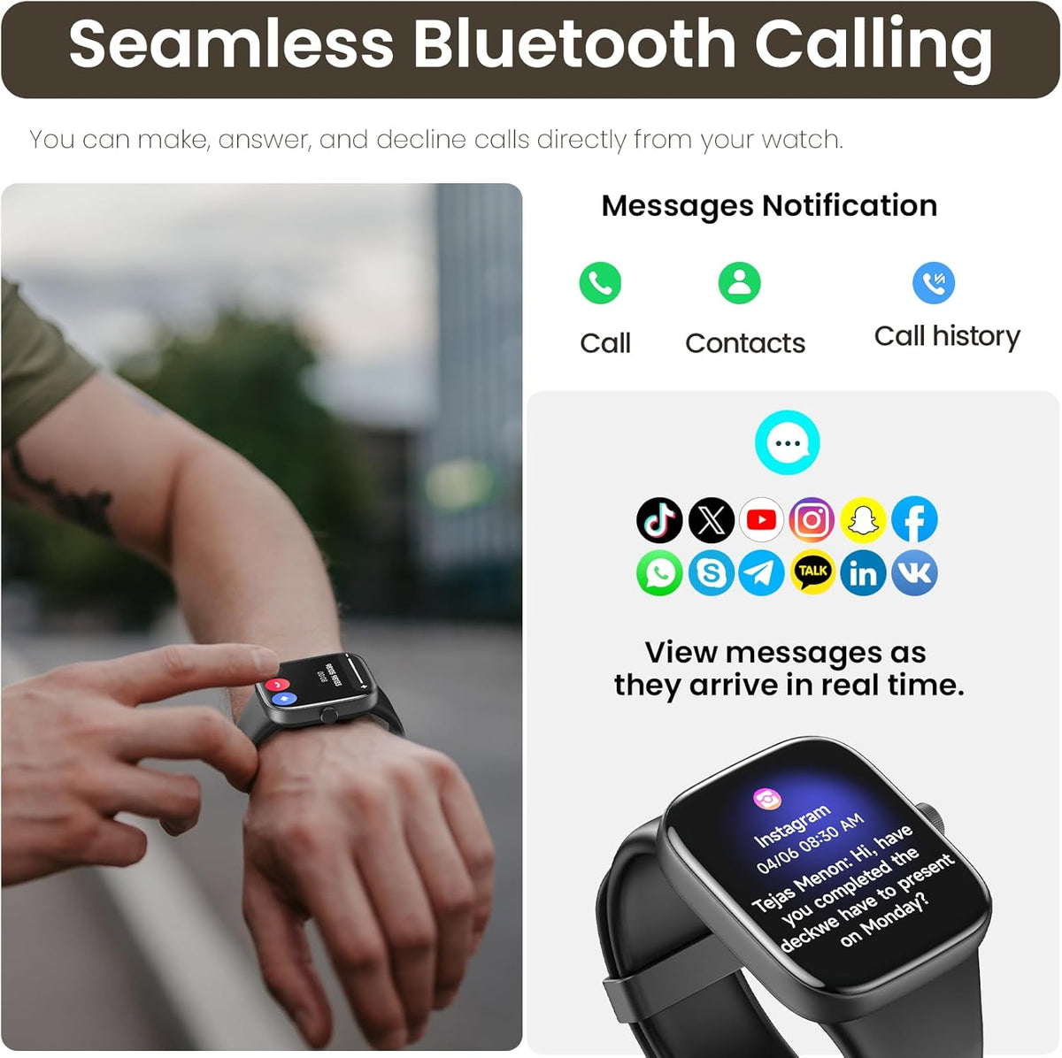 TOZO s7 smartwatch seamless bluetooth calling